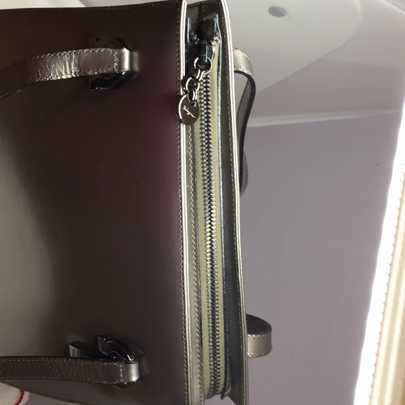 SALE!  Like new  Ferragamo pearlized pewter  bag - Picture 7 of 8
